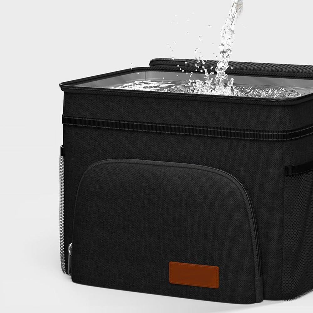 Insulated Lunch Box Leak-Proof Cooler Bag with 4 Pockets Black
