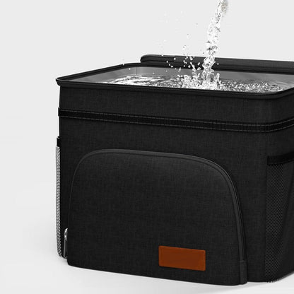 Insulated Lunch Box Leak-Proof Cooler Bag with 4 Pockets Black