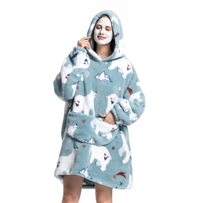 Hooded Blanket Hoodie Ultra Plush Comfy Sweatshirt Fleece-Polar Bear