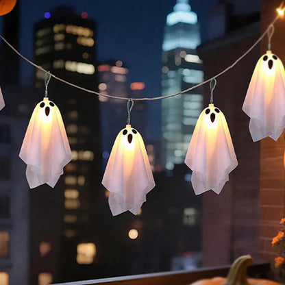 10 Ghost Halloween Hanging Light String with 8 Modes