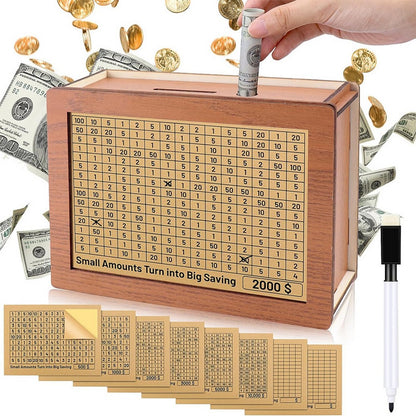 Cash Vault Wooden Savings Box Wooden Cash Saver Money Box