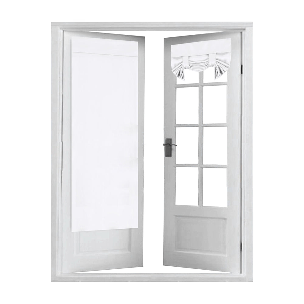 2 Panels Door Curtains Self-Adhesive Blackout Window Door Curtain Privacy Thermal Insulated Curtain White