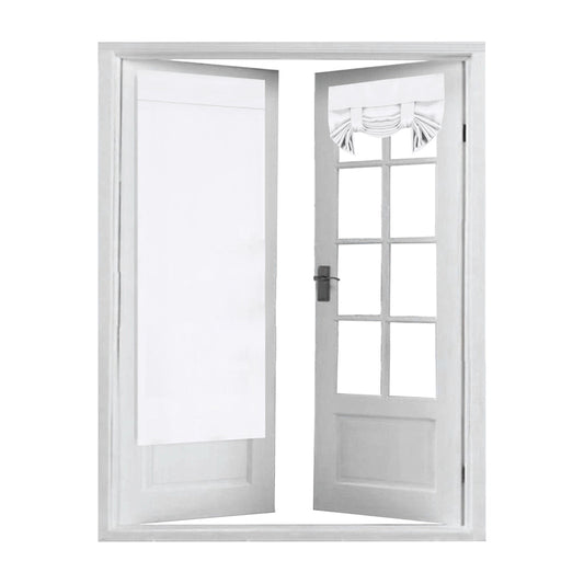 2 Panels Door Curtains Self-Adhesive Blackout Window Door Curtain Privacy Thermal Insulated Curtain White