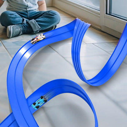5-Meter Flexible Race Car Ramp Track Toy Set with Suction Cups Blue