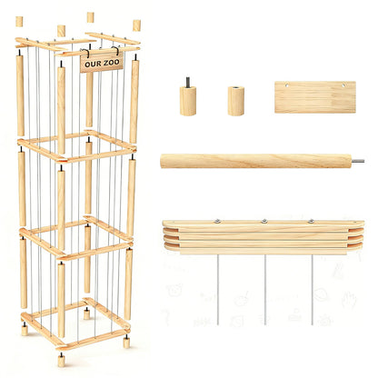 Stuffed Animal Storage Organizer Wooden Zoo Toy Holder for Playrooms Bedrooms