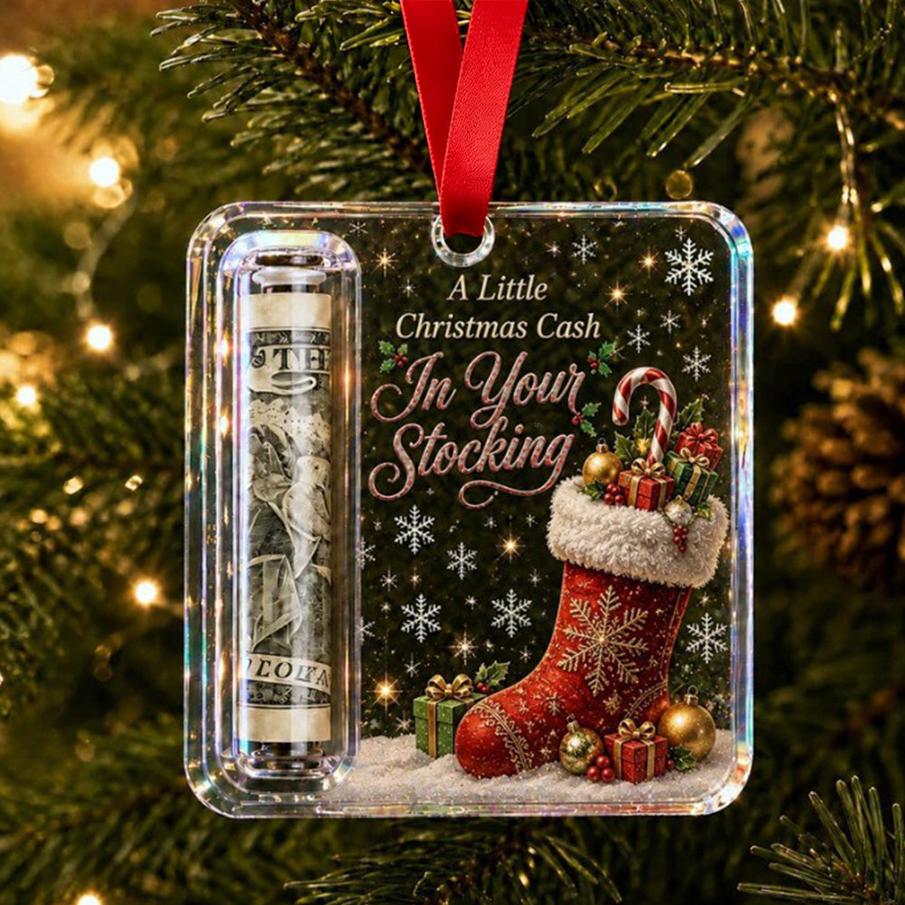 4 Piece Christmas Cash Gift Holder Ornaments with Ribbons