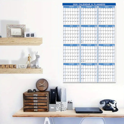 2026 Wall Calendar 12 Month Annual Yearly Wall Planner Horizontal and Vertical