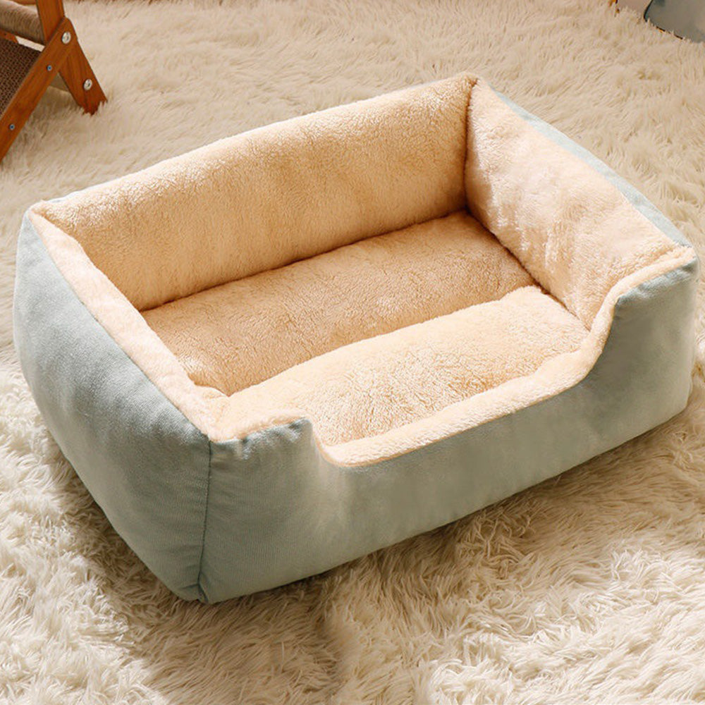 Rectangle Pet Bed for Dogs Cats Beds Warming Soft Calming Sleeping Puppy Bed Green