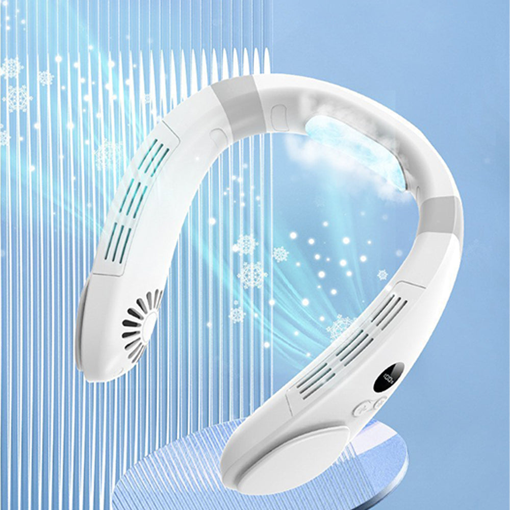 Wearable Neck Fan with Semiconductor Cooling - White
