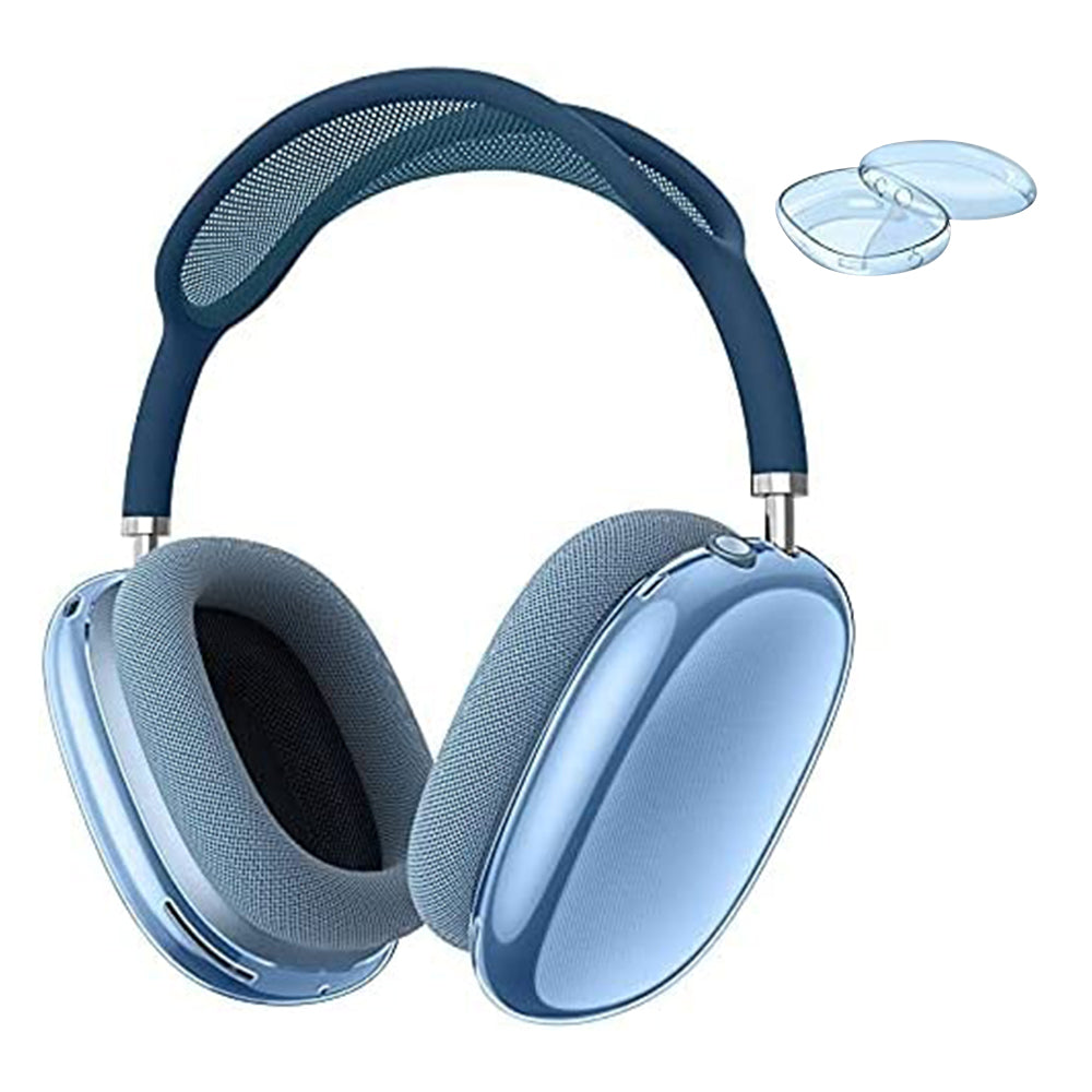 Case Cover for AirPods Max Headphones 2pcs Headphone Clear Case Shockproof Full Cover Protector for Apple AirPods Max -Blue