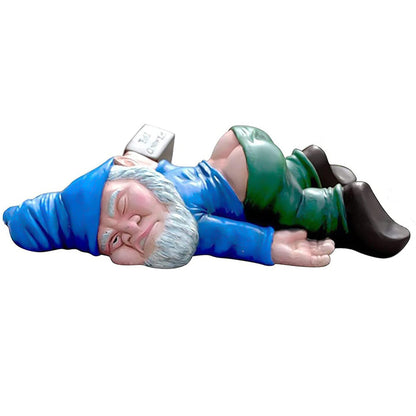 Funny Drunk Dwarf Figurine Garden Gnome Statue Patio Yard Lawn Ornament Decor Blue