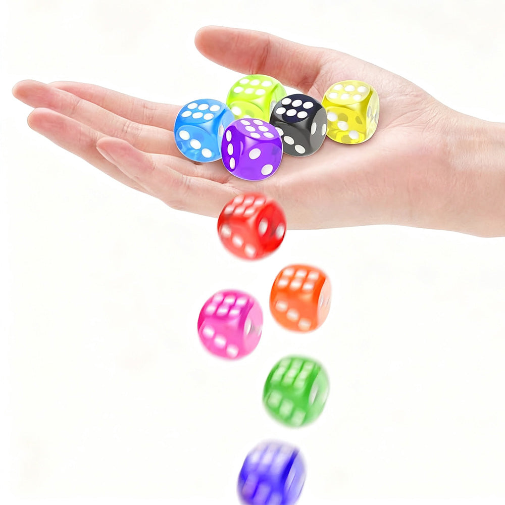 100PCS 14mm 6-Sided Colored Dice Set Bulk Game Dices for Board Games