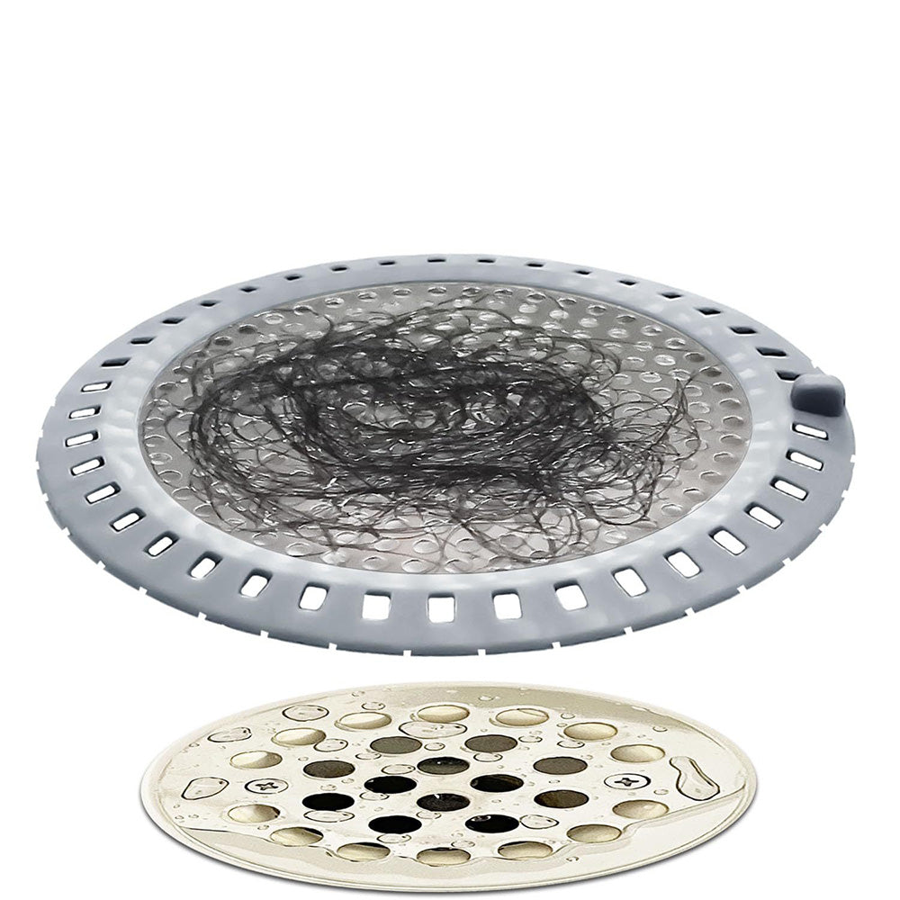 Stainless Steel Hair Catcher Silicone Shower Drain Strainer with Handle