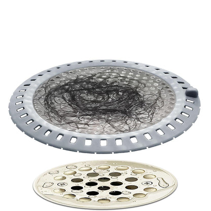 Stainless Steel Hair Catcher Silicone Shower Drain Strainer with Handle