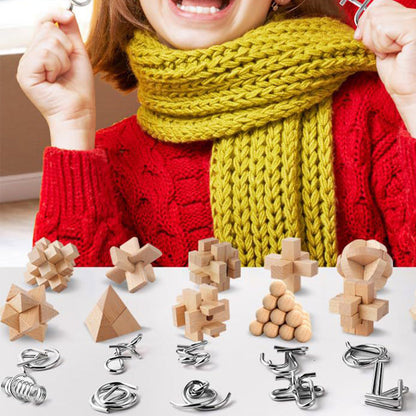 24PCS Brain Teaser Christmas Advent Calendar with 3D Stainless Steel & Burr Puzzles