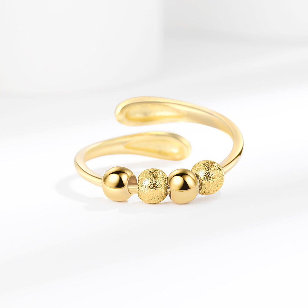 2Pcs Opening Fidget Spinner Rings for Women Adjustable Stress Spinning Rings Gold