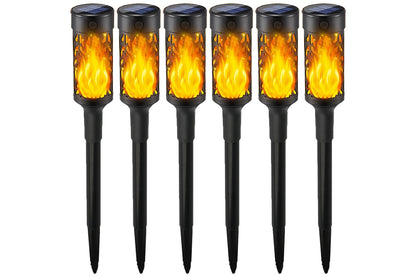 6Pcs Solar LED Tiki Torch With Flickering Flame Solar Outdoor Light