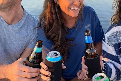 50Pcs Black Blank Can Cooler Sleeves Collapsible Plain Drink Holder Skinny Drink Insulated Sleeve