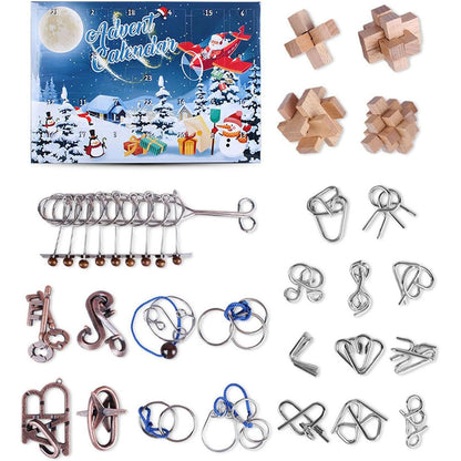 24 Days Jigsaw Advent Calendar 2024 Brain Teaser Puzzles Toys Kit Xmas Countdown Calendar