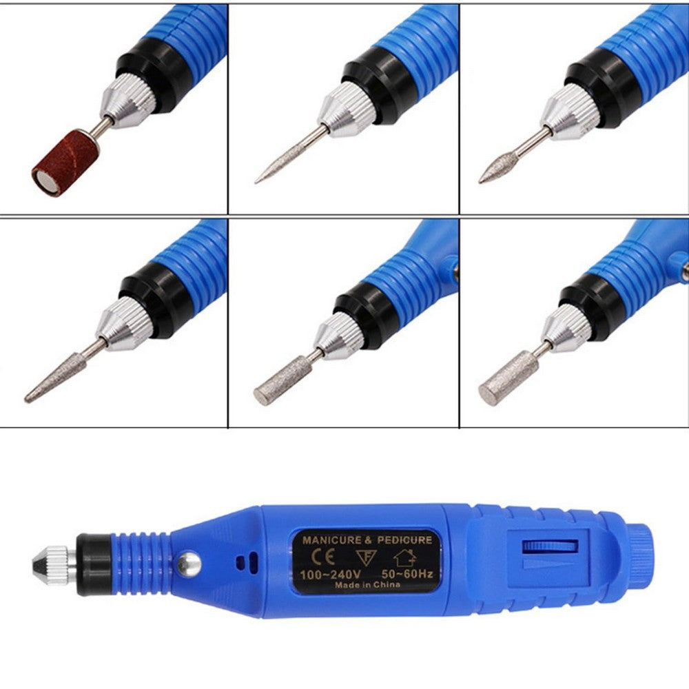 Electric Nail Drill Kit for Gel Nails Manicure Pedicure Polishing-Blue