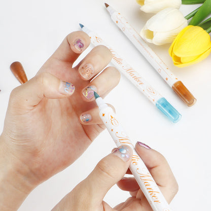 12 Colors DIY Nail Art Pens Set Dual Heads Nail Polish Pens Acrylic Paint Markers For Nail Art