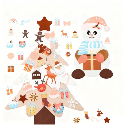 DIY Felt Christmas Tree With Light Reusable Wall Hanging Ornaments-Style 2