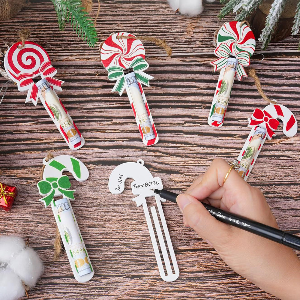 12Pcs Christmas Money Holder Ornaments Xmas Tree Hanging Cash Holder