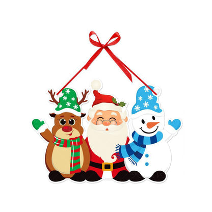 6Pcs Christmas Hanging Door Sign Welcome Sign for Front Door Xmas Party Decorations