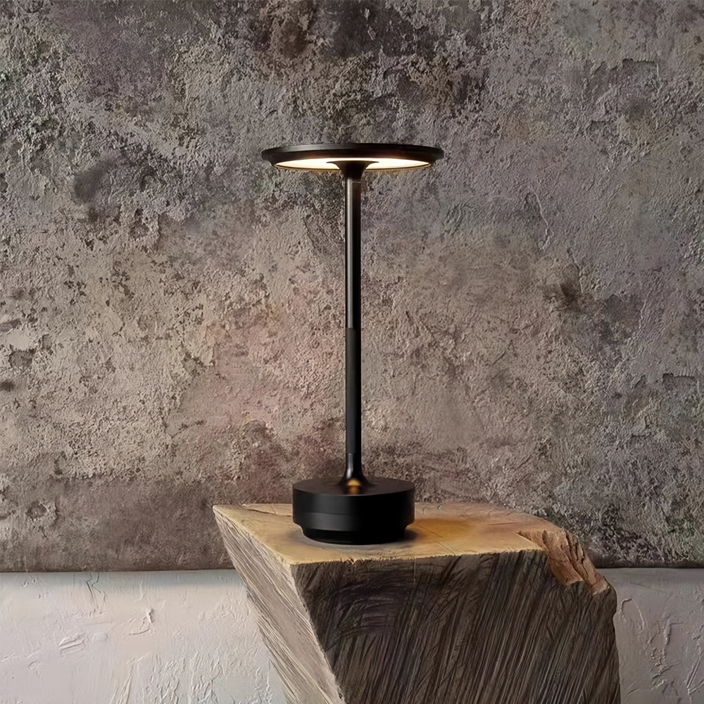 Retro Rechargeable Table Lamp with 3 Color Temperatures - Black