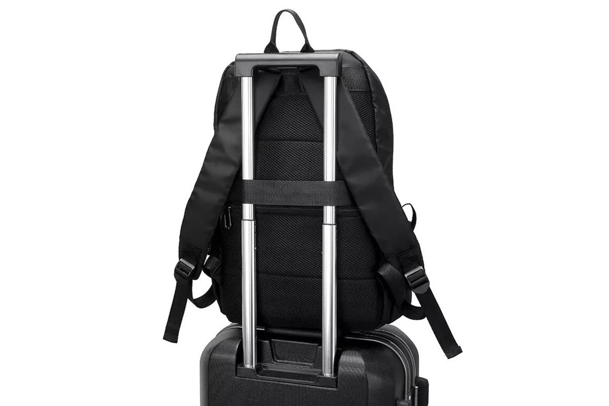 Business Laptop Backpack Anti-Theft USB Charging Port External Headphone Jack for Mens Womens -Black