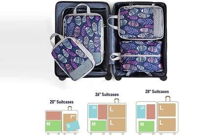 4 Pcs Travel Packing Cubes Set Space-Saving Expandable Compression Packing Cubes -Feather