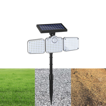 3 Head 321 LED Solar Motion Sensor Garden Wall Protective Flood Light