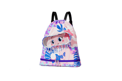 Waterproof Drawstring Gym Backpack Bag for Kids-Purple