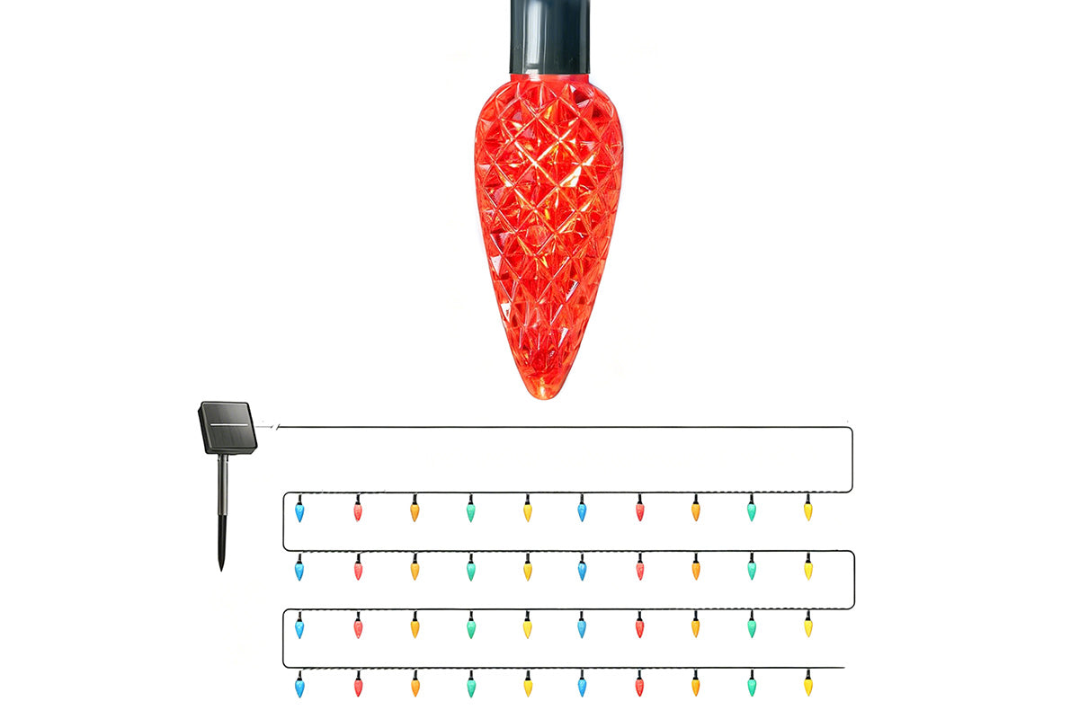 7M Solar Strawberry String Lights Waterproof Christmas Decor-Multicolor