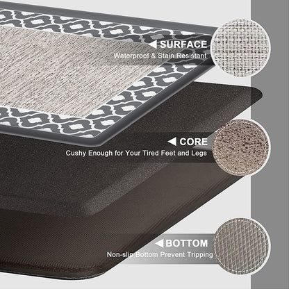 Anti-fatigue Kitchen Floor Mat Non-Slip PVC Standing Rug-Grey