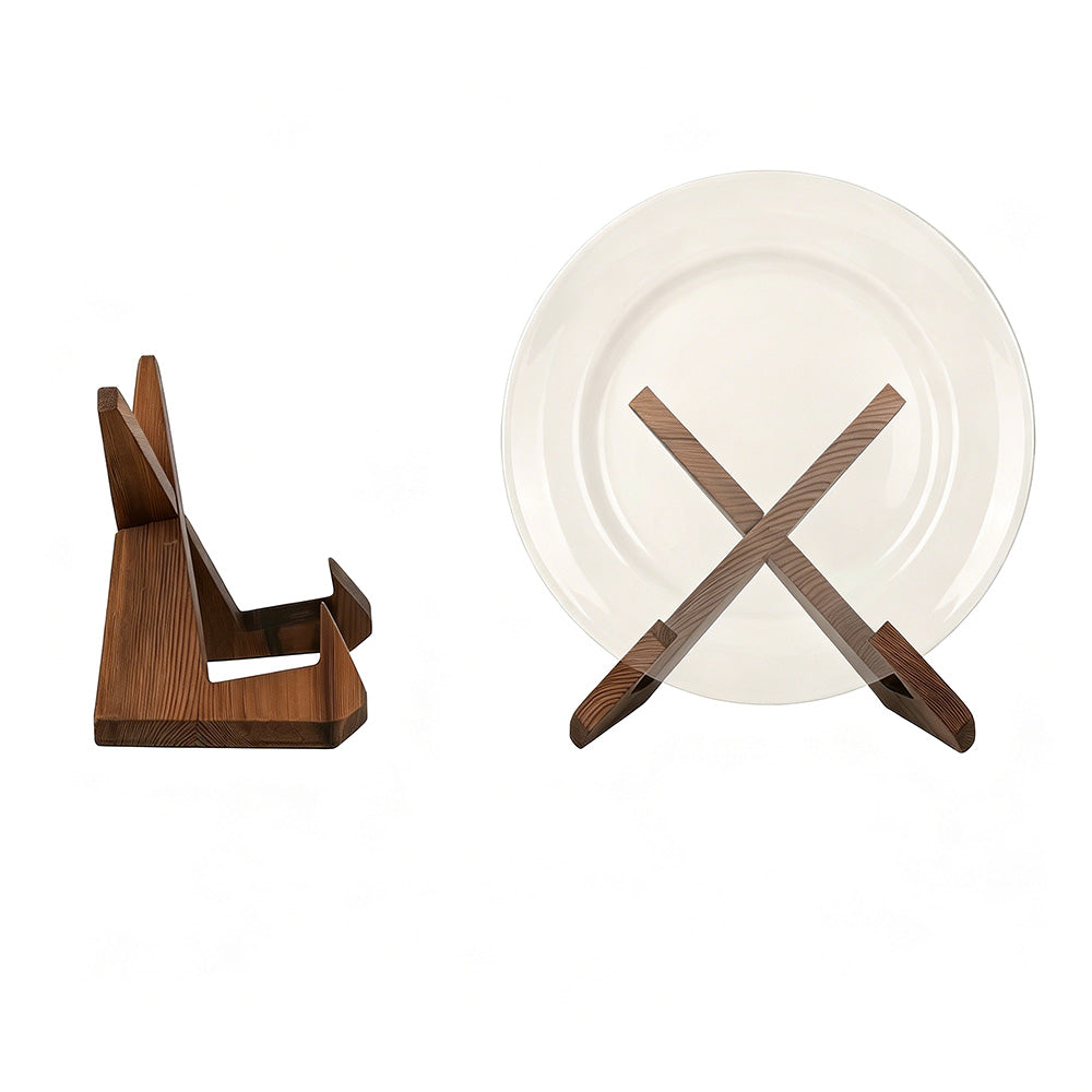 4 Pcs Bowl Display Stand Wooden Plate Stands for Display Pine Decorative Plates Holder