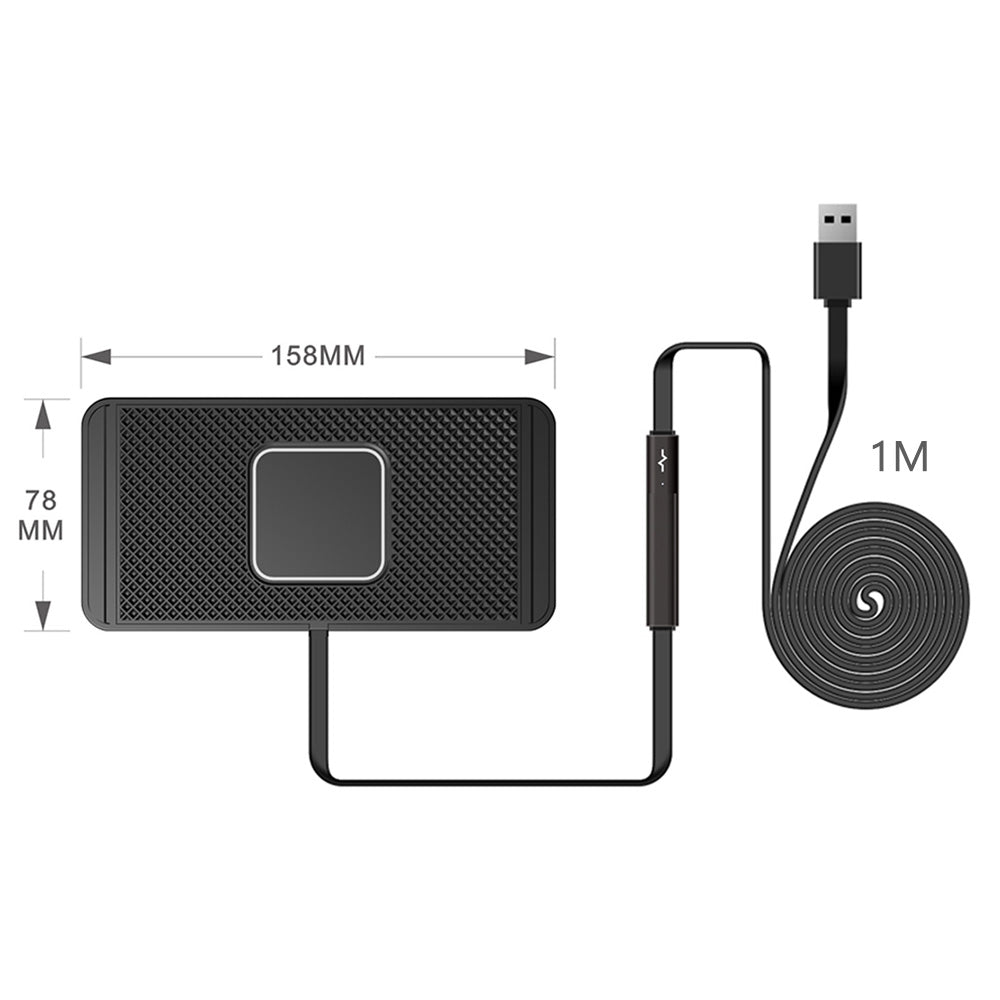 15W Wireless Charger Pad Dock Car Phone Holder Mat Non-Slip Charging Station USB-A Style