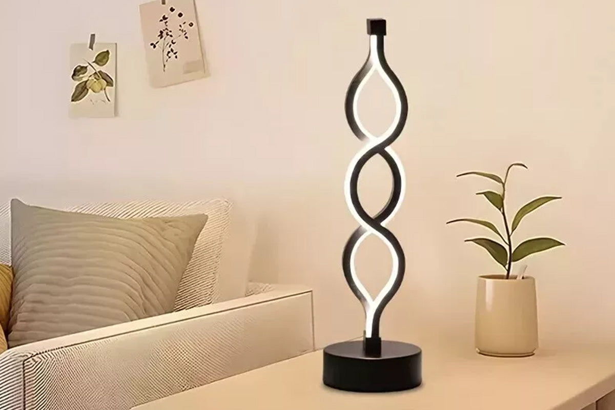 Bedside Lamp 3-Way Dimmable Spiral LED Table Lamp Nightstand Desk Reading Light