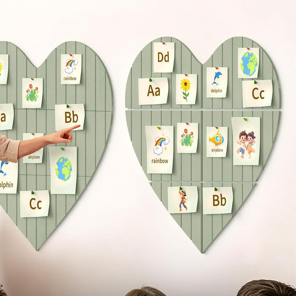 Heart Shaped Felt Photo Message Display Board - Green