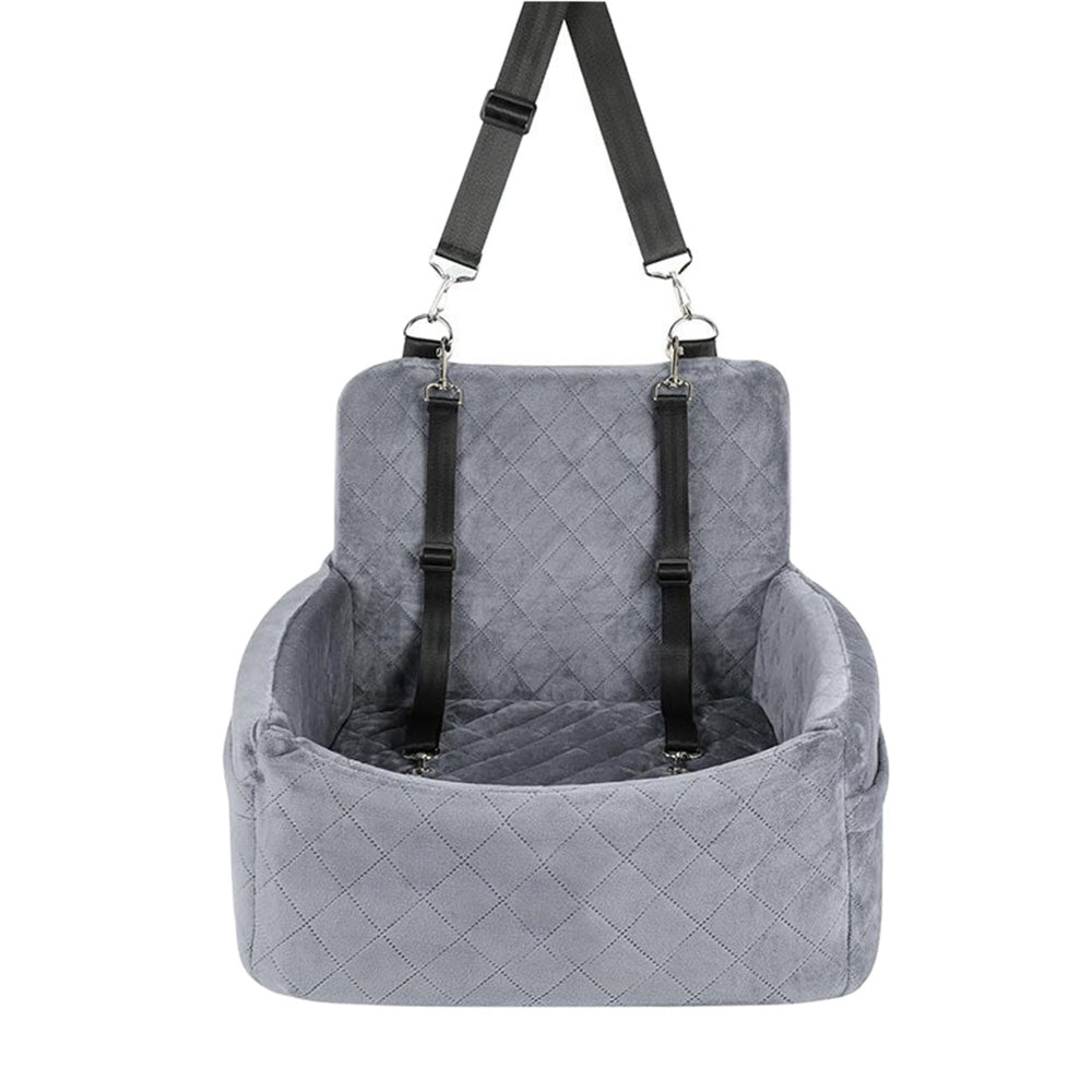 Car Dog Bed Pet Booster Seat For Small Dogs And Cats-Grey