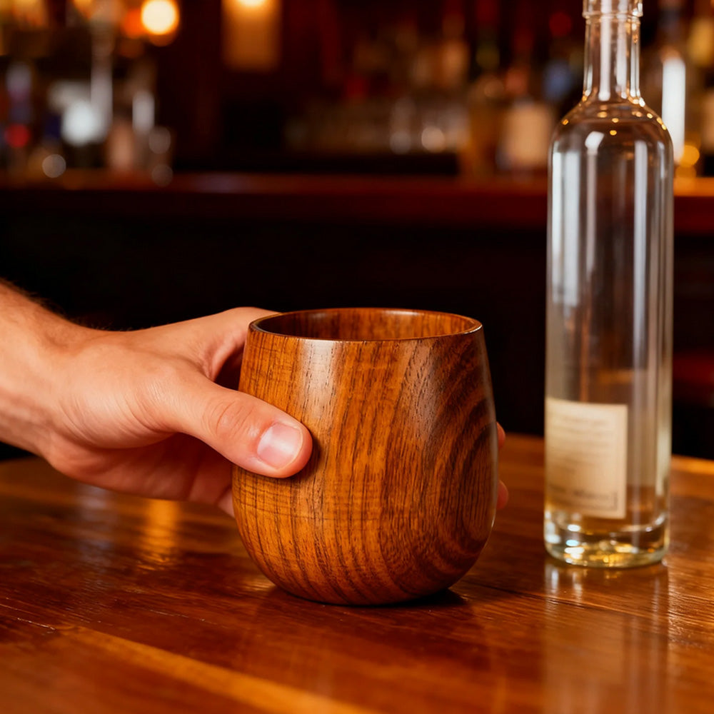 2PCS Wooden Bourbon Drinking Glass Whiskey Tumbler Bourbon Gifts For Men