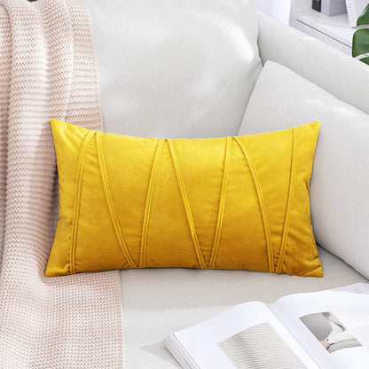 2PCS Velvet Stripe Cushion Covers Decorative Throw Pillow Cases for Sofa & Home Decor Yellow