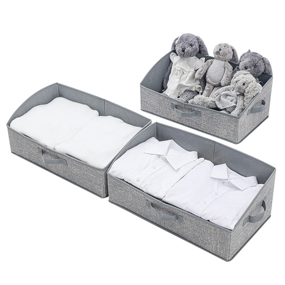 2Pcs  Storage Bin with Handles Large Capacity Closet Shelf Organizer for Clothes Blanket Hats Grey