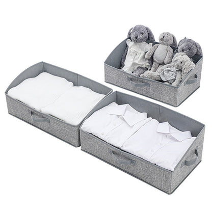 2Pcs  Storage Bin with Handles Large Capacity Closet Shelf Organizer for Clothes Blanket Hats Grey
