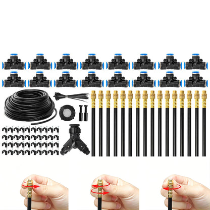 30m 0.6cm 360-Degree Adjustable Copper Nozzle Irrigation Kit for Garden Greenhouse Lawn Patio