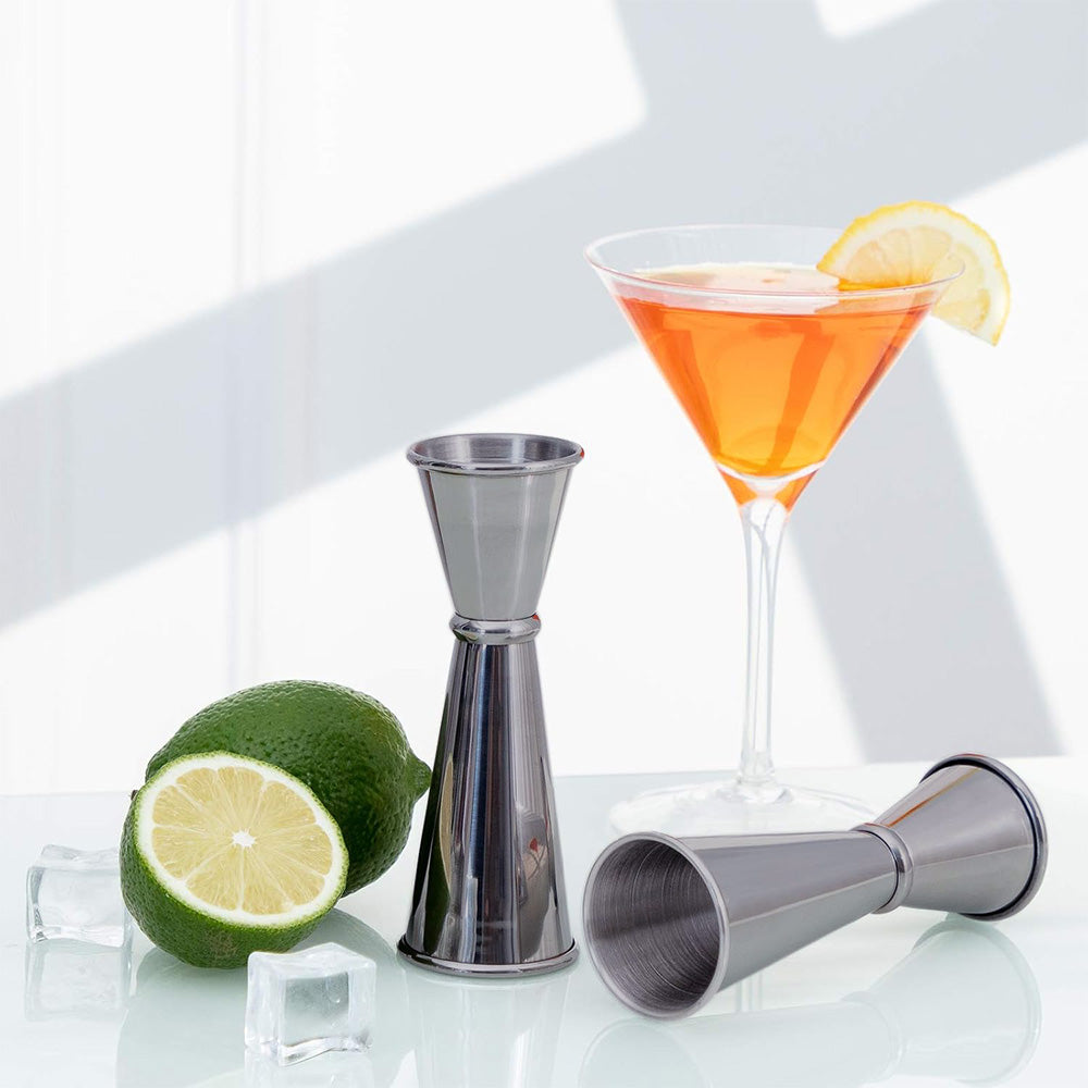 Stainless Steel Double Jigger Cocktail Bar Measuring Cup - Silver
