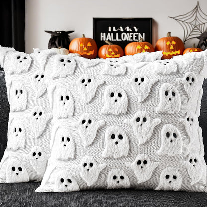2 Pack Halloween Ghost Pillow Covers Plush Cushion Covers