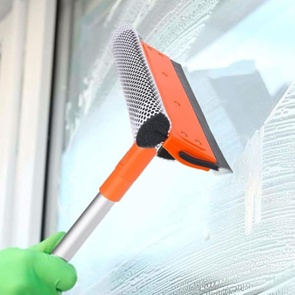 2Pcs 2 in 1 Extendable Window Squeegee Cleaner
