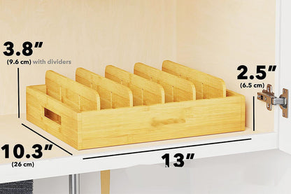 Organizer for Cabinet Bamboo Storage Tray for Tea Bags Medicines Stationery