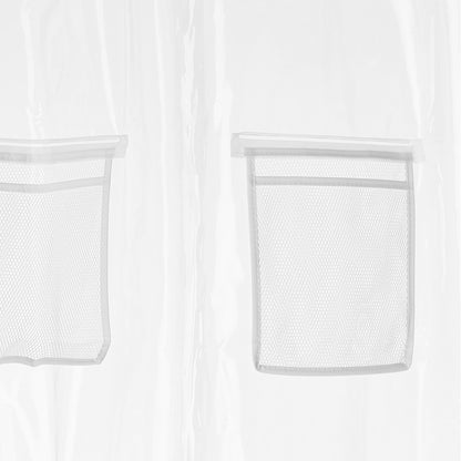 PEVA Waterproof Shower Curtain with 9 Mesh Pockets